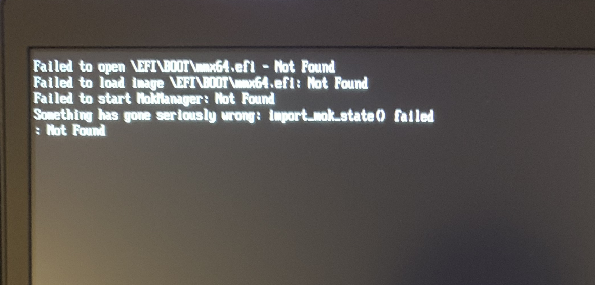 Something has gone seriously wrong: import_mok_state() failed alt text